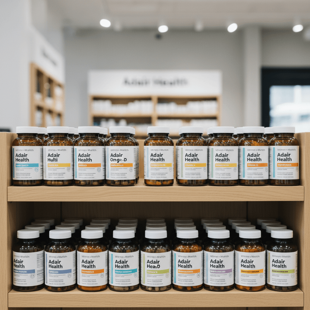 Curated supplement selection on retail shelf