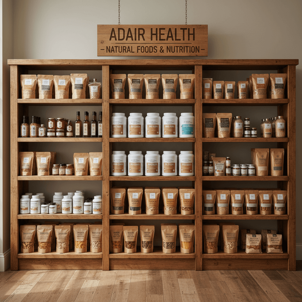 Organized natural foods and supplements at Adair Health