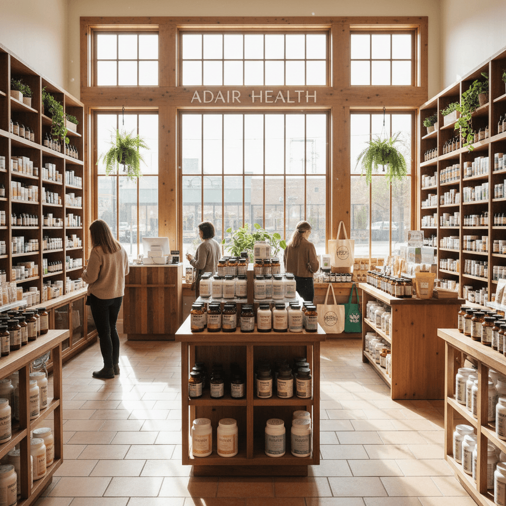 Adair Health store interior with product displays