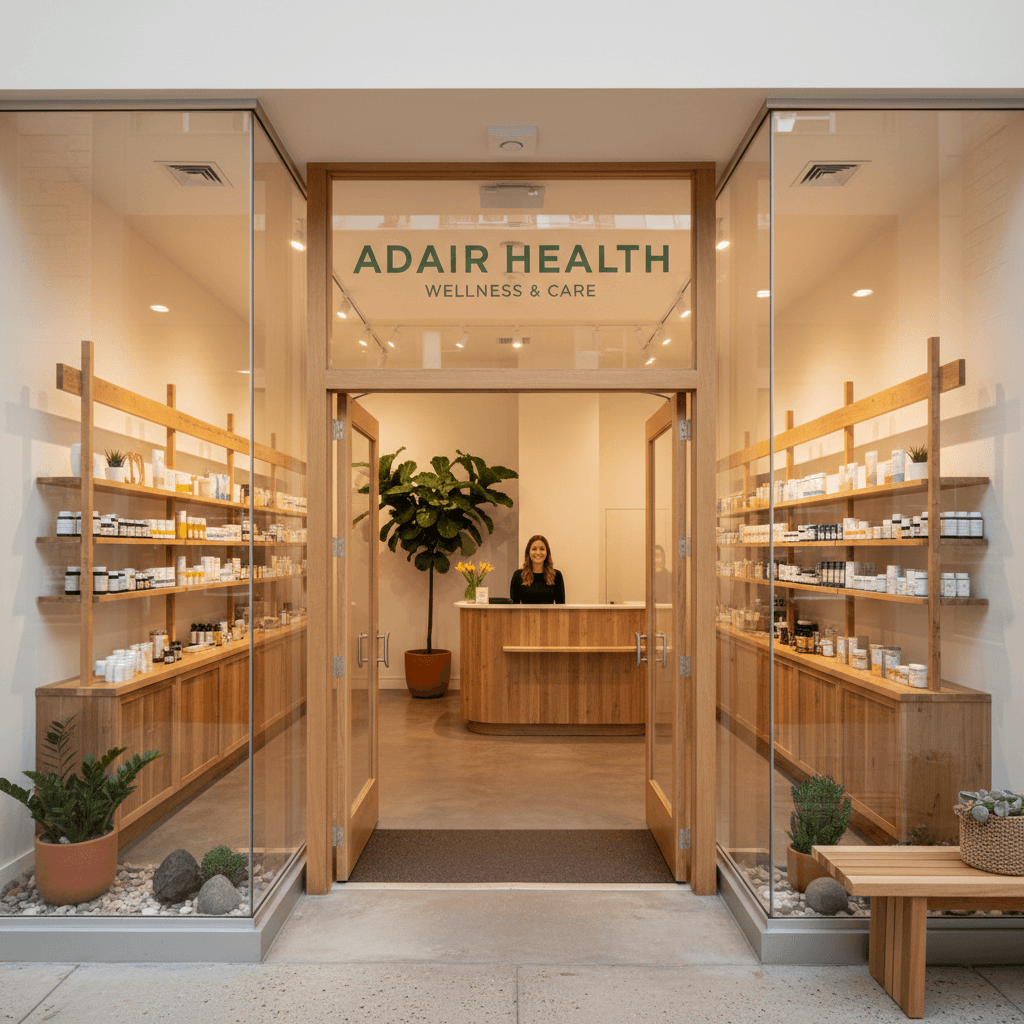 Adair Health store entrance and welcoming storefront
