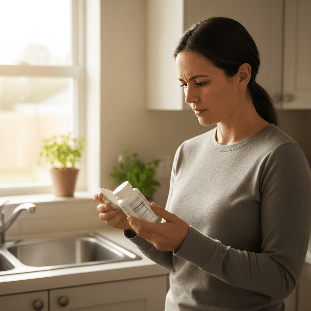 Person reviewing supplement nutrition information