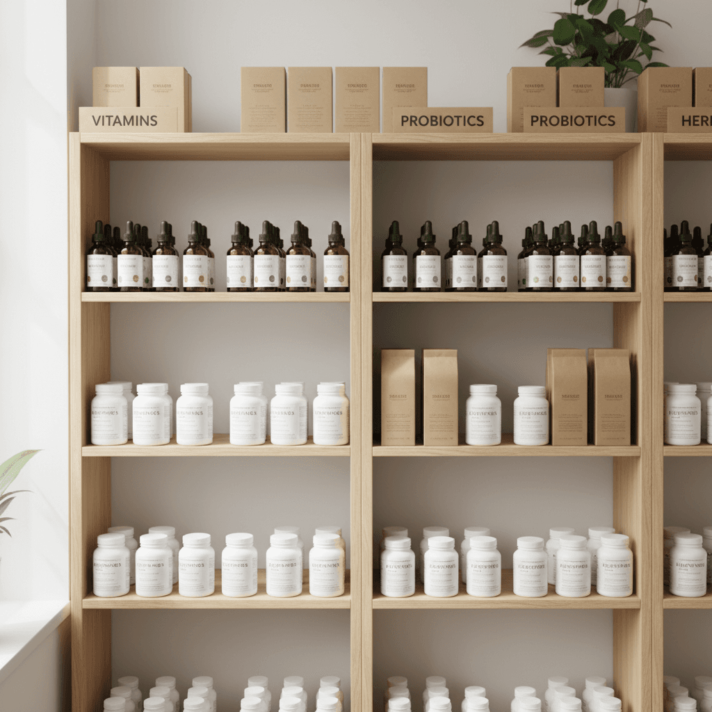 Curated wellness products on display